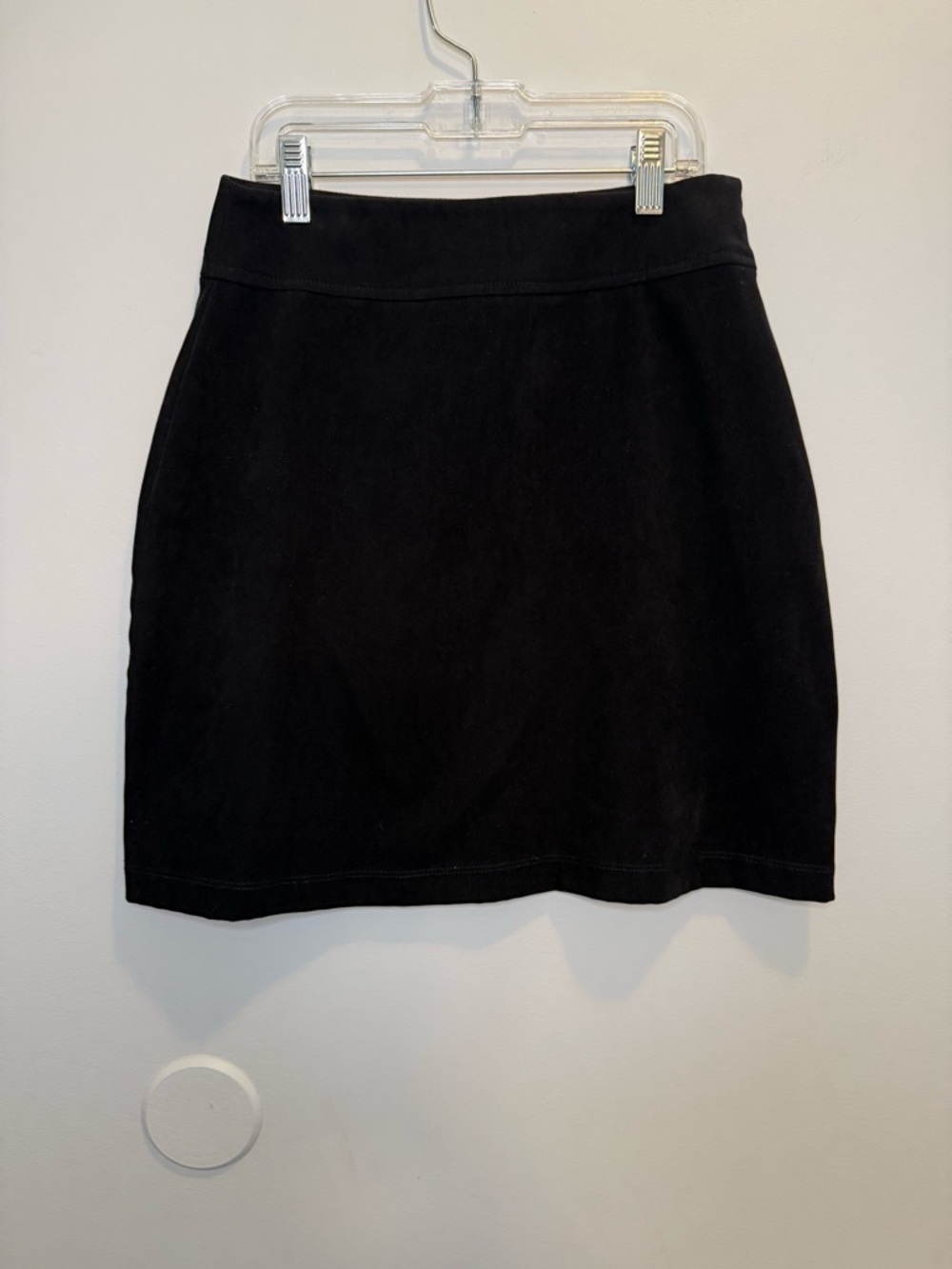 Harlow Black Mini Skirt Size 6 Wide Waistband Made in USA Minimalist